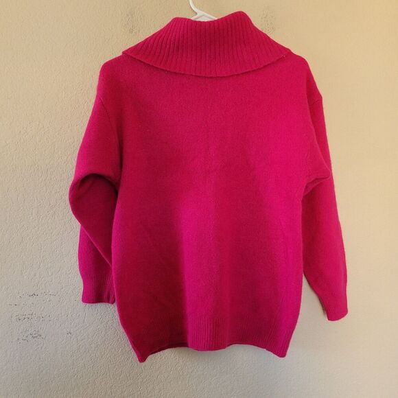 Vtg Express Tricot Womens Cowl Neck Sweater Size Medium Pink Angora Lambswool - Picture 7 of 7